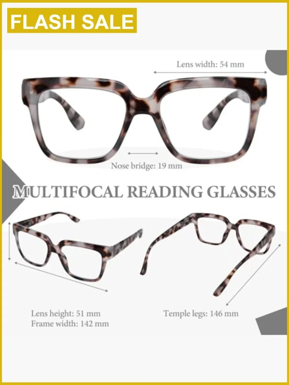 Oversized Blue Light Blocking Progressive Multifocus Reading Glasses